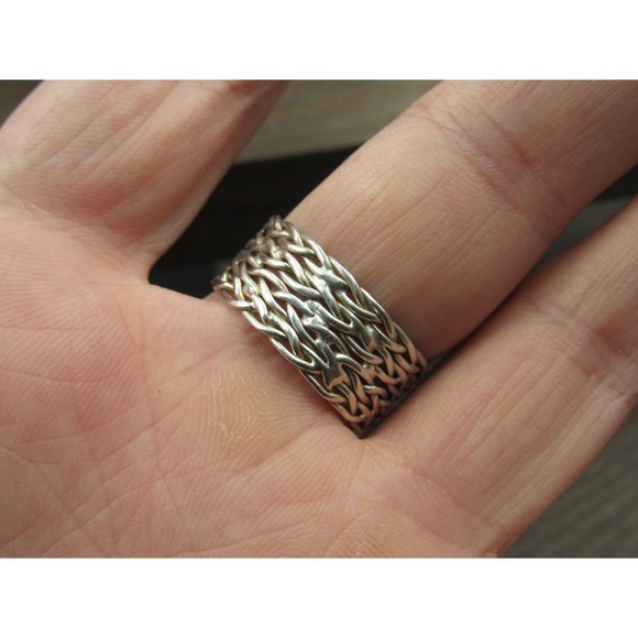 Size 9 Sterling Silver Handmade Cloudy Amethyst Band Ring Bohemian Everyday - Picture 4 of 8